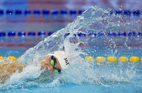 男子400米自由泳決賽，孫楊在比賽中。新華社記者朱崢攝
