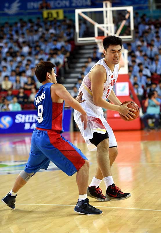 亞運男籃中國隊1分之差險勝中華臺北隊