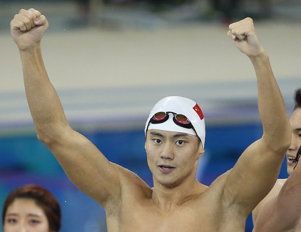 男子4x100混合泳接力 中國隊驚天大逆轉奪冠（組圖）