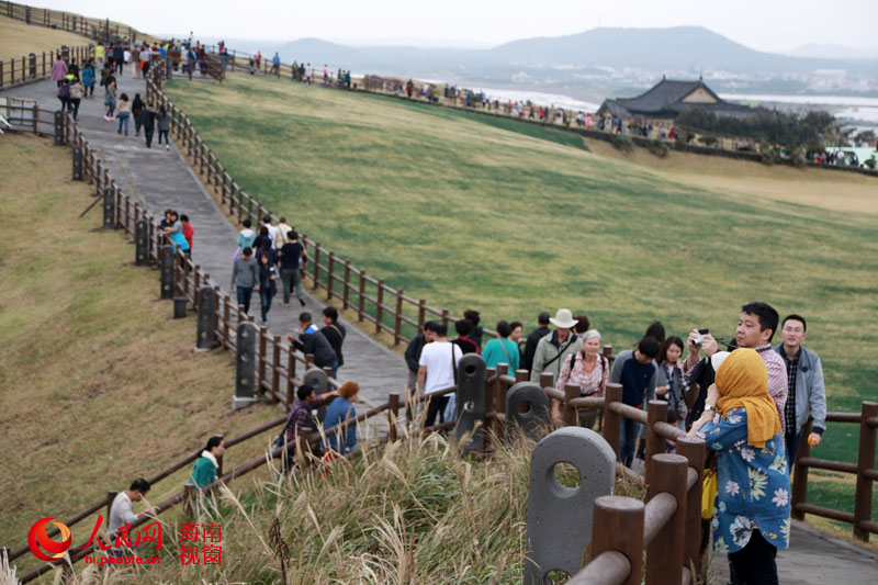 日出峰公園內游人如織
