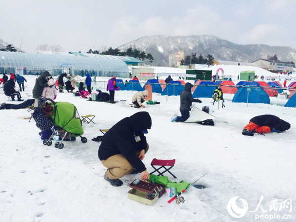 韓國平昌鱒魚節開幕 雪地冰釣樂趣無窮