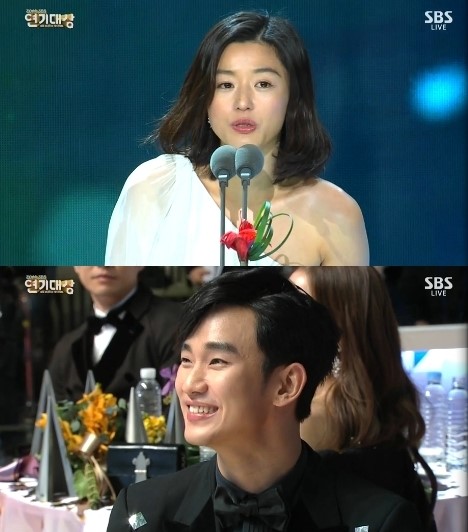 “2014SBS演技大賞”美照大匯總 全智賢奪“年度大賞”二賢合體受關注（組圖）