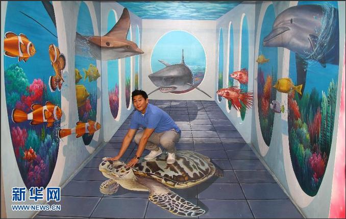 韓國3D錯視藝術引游人（組圖）