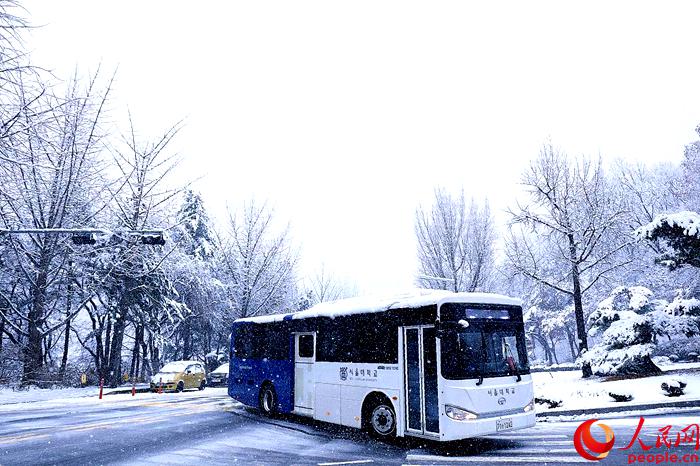 2015年首爾第一場大雪 比往年來得晚一些【組圖】