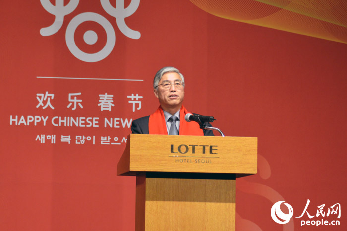 中國駐韓大使邱國洪在閉幕式上致辭。 王昱祺 攝