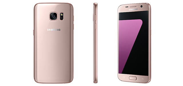 三星為Galaxy S7系列推出粉金配色（圖片引自三星海外官網）
