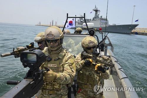 韓國清海部隊官兵進行反海盜訓練
