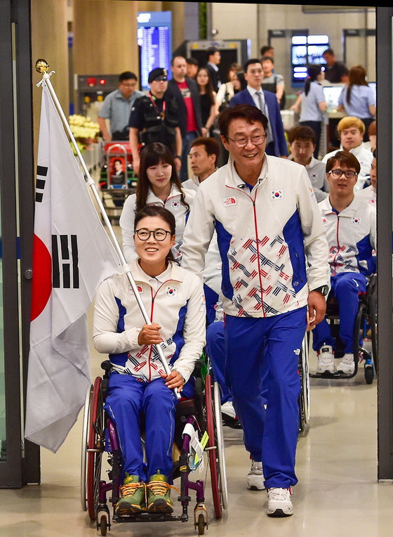 里約殘奧會韓國體育代表團凱旋歸國。