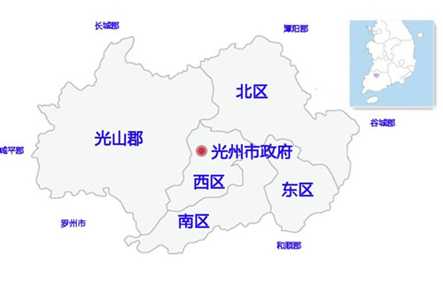 光州廣域市光州這個名稱最早出現于朝鮮王朝太祖時期。1896年開始，以舊有的光州城邑為中心逐步發展成為近代都市，現在是全羅南道的道廳所在地。1995年光州正式更名為光州廣域市，設有5個區及90個洞，據2010年統計結果，人口為1,467,996人，面積為501.34平方公里。