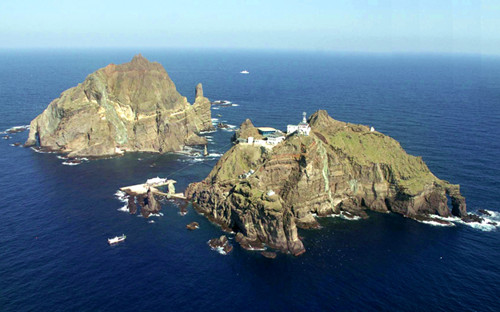 資料圖：韓日爭議島嶼，韓國稱獨島，日本稱竹島。
